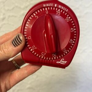 Rare Red  LUX Minute Minder Kitchen Timer 60 Minutes VTG  Working Retro Hot